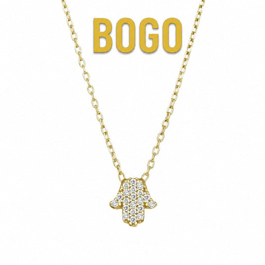 Tiny CZ Hamsa Necklace in 14k Gold Plated or Sterling Silver