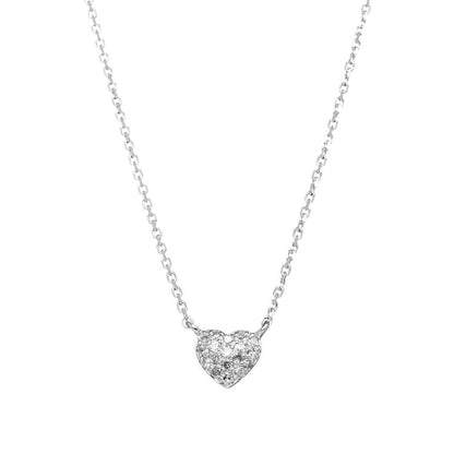 Tiny Diamond Heart Necklace in 14k Gold