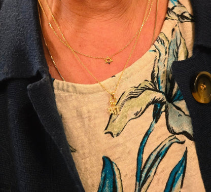 Tiny Gold Star of David Necklace in 14k Yellow Gold