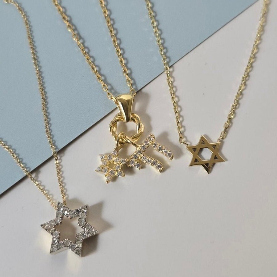 Tiny Gold Star of David Necklace in 14k Yellow Gold