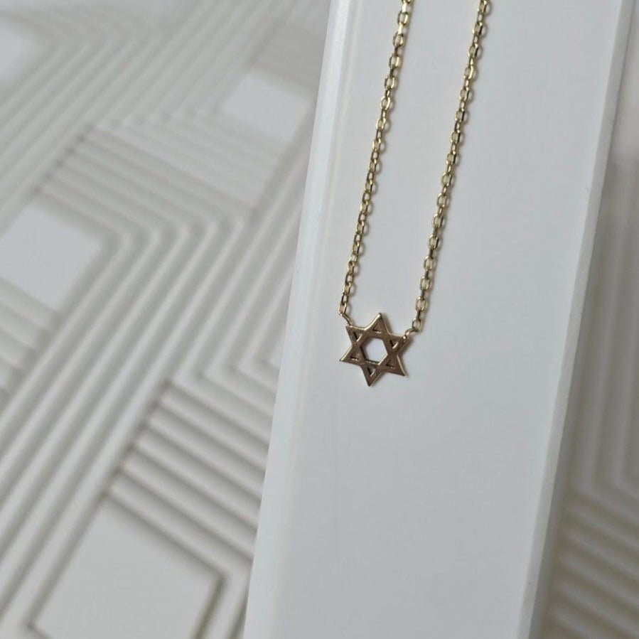 Tiny Gold Star of David Necklace in 14k Yellow Gold