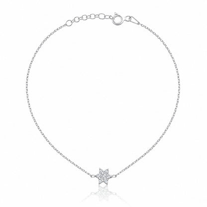 Delicate Jewish star bracelet featuring polished silver star charm by Alef Bet