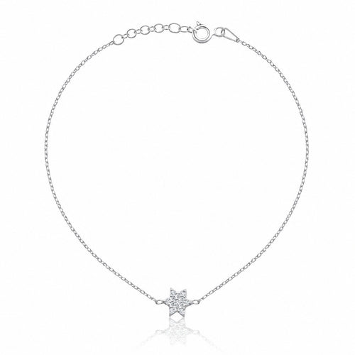 Tiny Jewish star bracelet in sterling silver with delicate star charm by Alef Bet