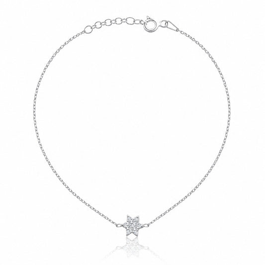 Tiny Jewish star bracelet in sterling silver with delicate star charm by Alef Bet