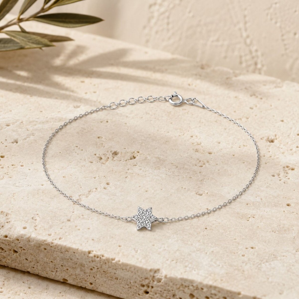 Tiny Jewish Star of David CZ Bracelet in Sterling Silver