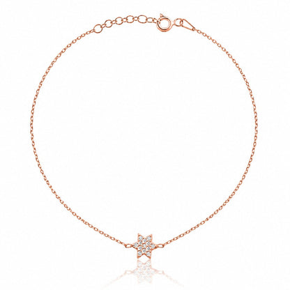 Tiny Jewish Star of David CZ Bracelet in Sterling Silver