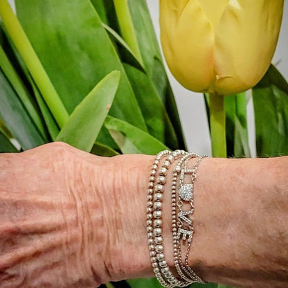 Tiny Silver Bead Bracelet for Women