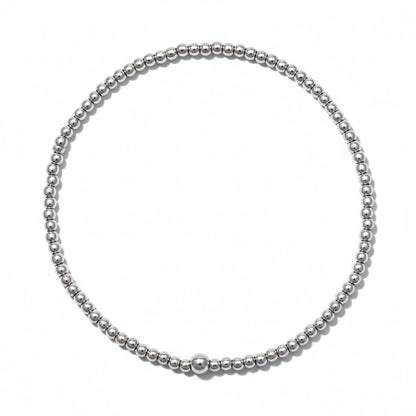 Tiny Silver Bead Bracelet for Women