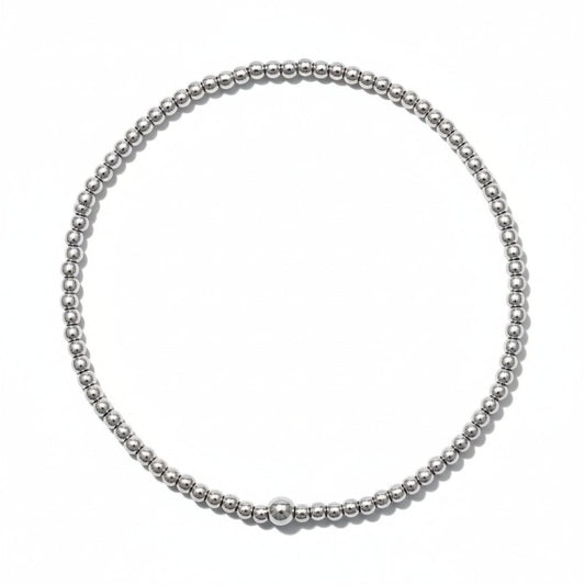 Tiny Silver Bead Bracelet for Women