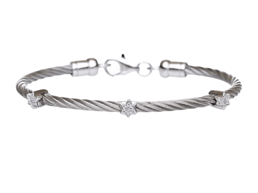 Triple Diamond Star of David Bracelet | Sterling Silver