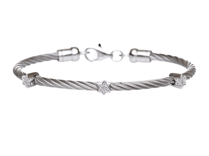 Triple Diamond Star of David Bracelet | Sterling Silver