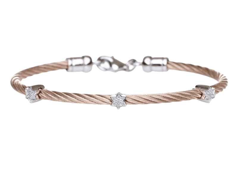 Triple Diamond Star of David Bracelet | Sterling Silver