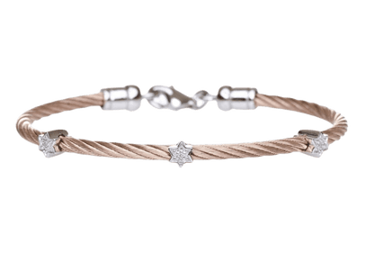 Triple Diamond Star of David Bracelet | Sterling Silver