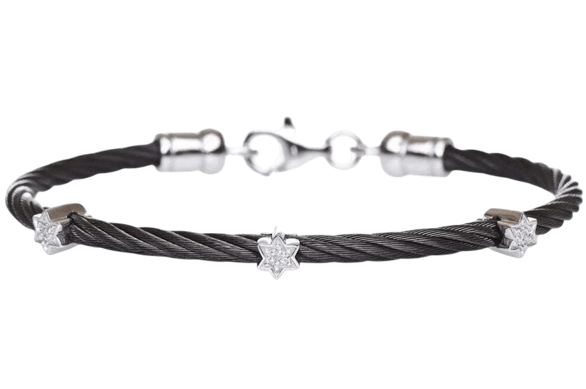 Triple Diamond Star of David Bracelet | Sterling Silver