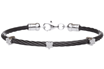 Triple Diamond Star of David Bracelet | Sterling Silver