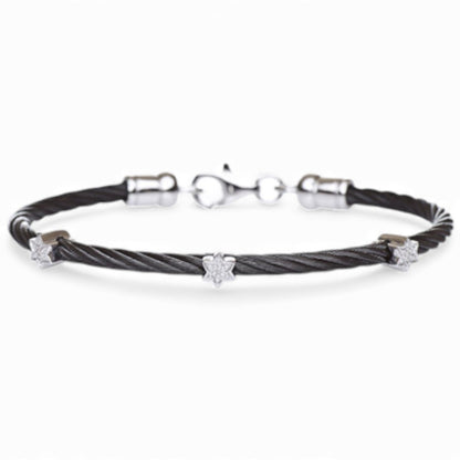 Triple Star of David Bracelet in Sterling Silver 925 with Real Diamonds, wear it every single day