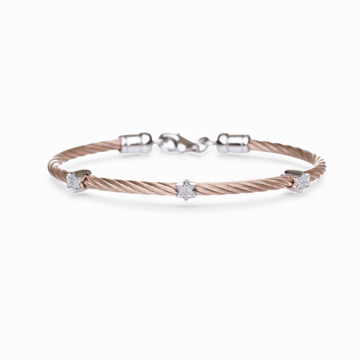 Triple Star of David Bracelet in Sterling Silver 925 with Real Diamonds, wear it every single day