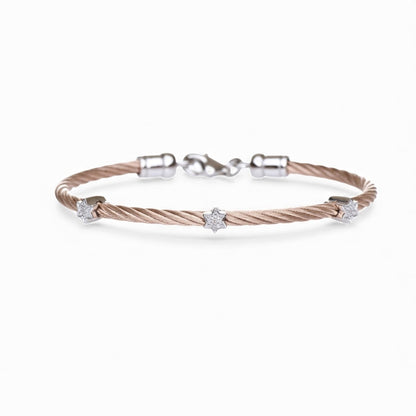 Triple Star of David Bracelet in Sterling Silver 925 with Real Diamonds, wear it every single day