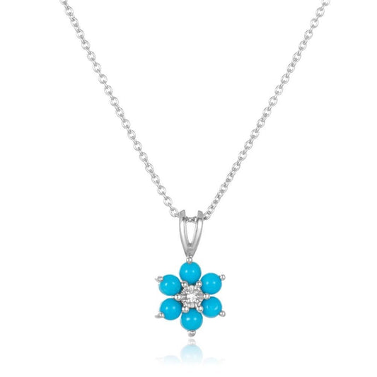 Turquoise and Diamond Jewish Star Necklace
