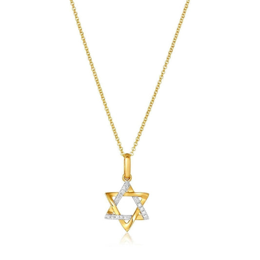 Two - Tone Diamond & 14k Gold Star of David Necklace: Refined Heritage