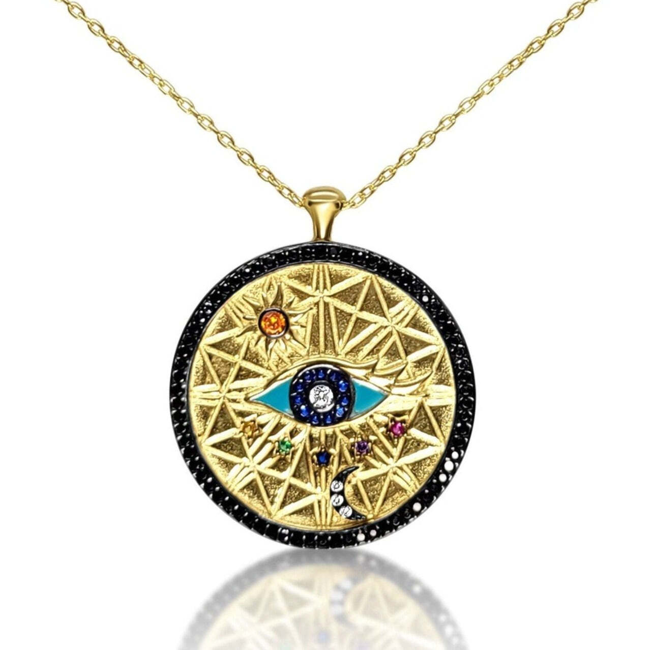 Universe Evil Eye Pendant in Sterling Silver 925 | All-Seeing Protection Necklace