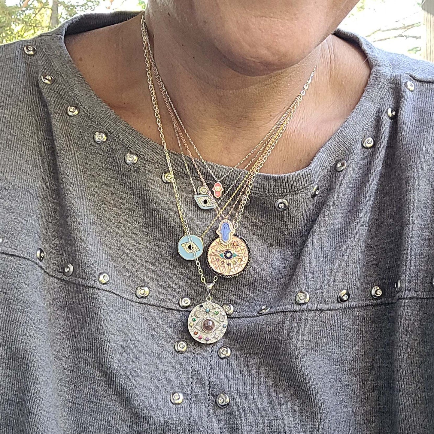 Universe Evil Eye Pendant in Sterling Silver 925 | All-Seeing Protection Necklace