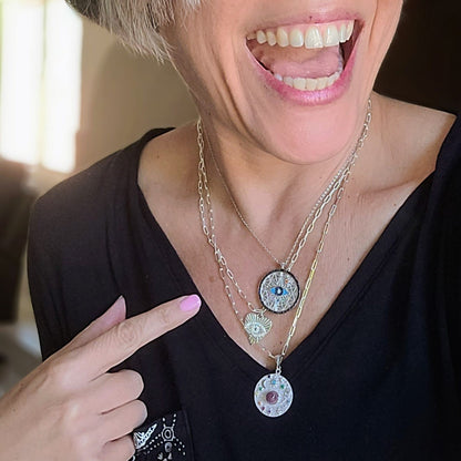 Universe Evil Eye Pendant in Sterling Silver 925 | All-Seeing Protection Necklace