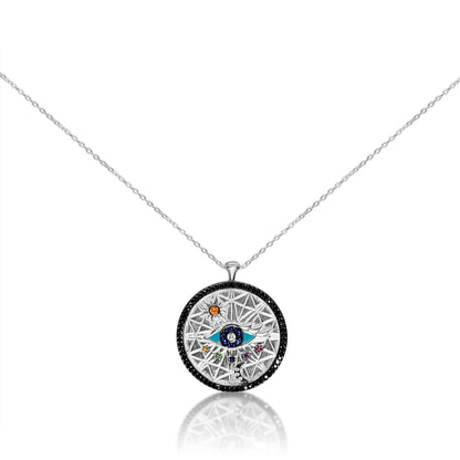Universe Evil Eye Pendant in Sterling Silver 925 | All-Seeing Protection Necklace