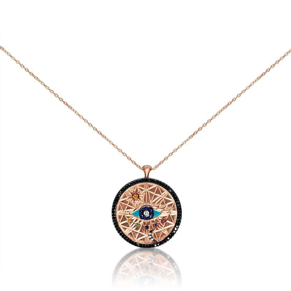 Universe Evil Eye Pendant in Sterling Silver 925 | All-Seeing Protection Necklace