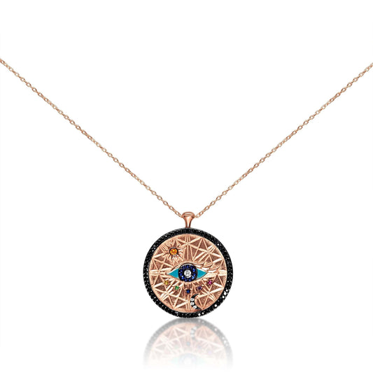 Universe Evil Eye Pendant in Sterling Silver 925 | All-Seeing Protection Necklace