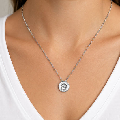 Bullet casing pendant necklace in oxidized brass, front view detail by Alef Bet