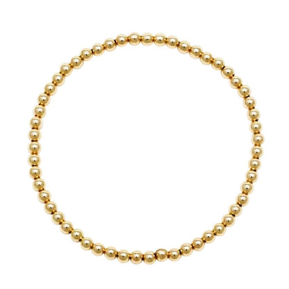 Yellow Gold Beaded Bracelet (3mm) - Easy Wear | Alef Bet