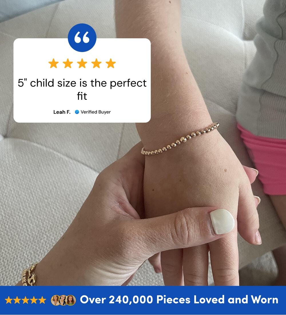 Yellow Gold Beaded Bracelet (3mm) - Easy Wear | Alef Bet