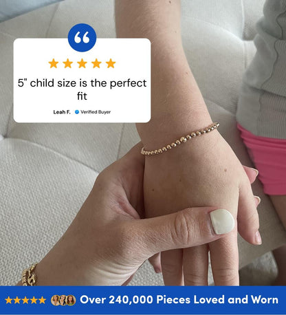 Yellow Gold Beaded Bracelet (3mm) - Easy Wear | Alef Bet