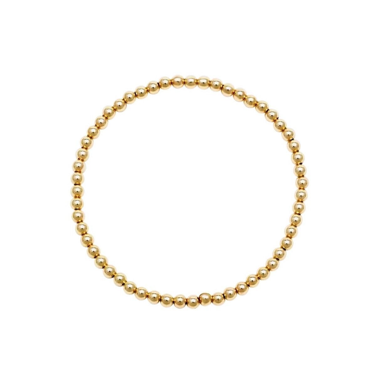 3mm beaded bracelet in yellow gold with high-polish finish by Alef Bet