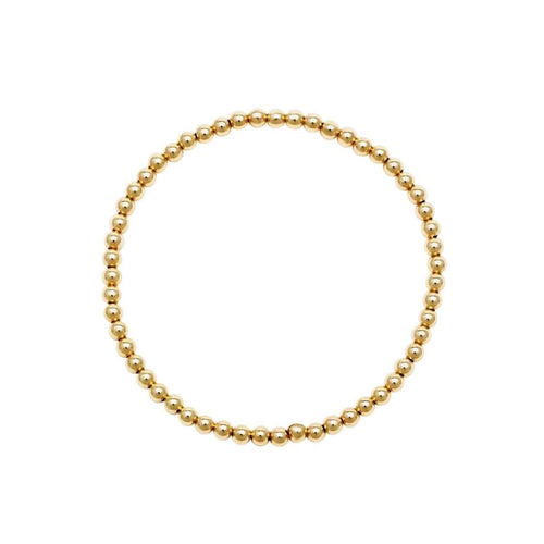 Yellow Gold Beaded Bracelet (3mm) - Easy Wear | Alef Bet