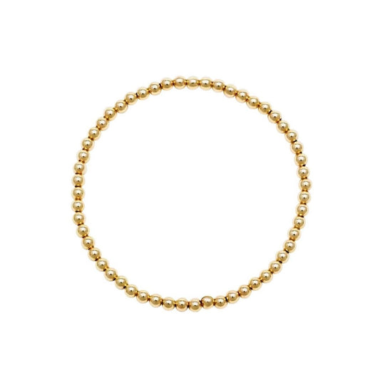 Yellow Gold Beaded Bracelet (3mm) - Easy Wear | Alef Bet
