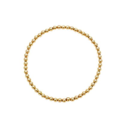 Yellow Gold Beaded Bracelet (3mm) - Easy Wear | Alef Bet