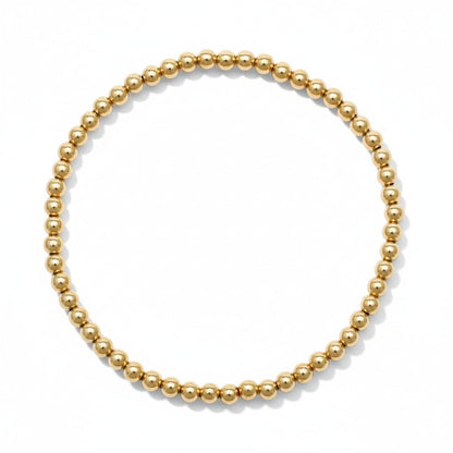 Yellow Gold Beaded Bracelet (3mm) - Easy Wear | Alef Bet