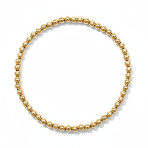 Yellow Gold Beaded Bracelet (3mm) - Easy Wear | Alef Bet