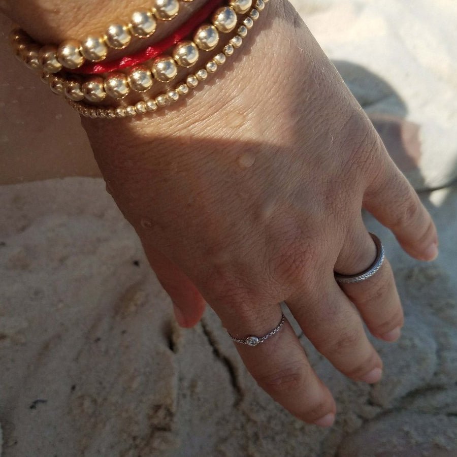 Yellow Gold Beaded Bracelet (3mm) - Easy Wear | Alef Bet