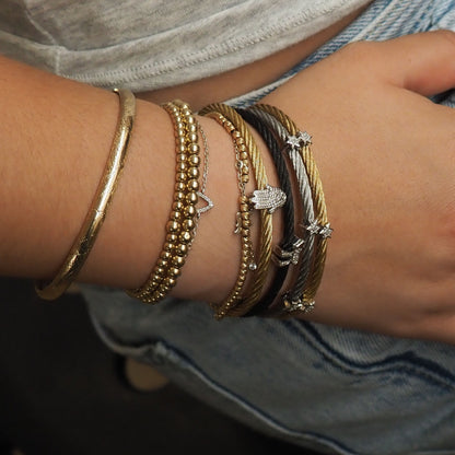 4mm yellow gold beaded bracelet showcasing polished bead detail by Alef Bet