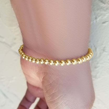 Yellow Gold Beaded Bracelet 4mm