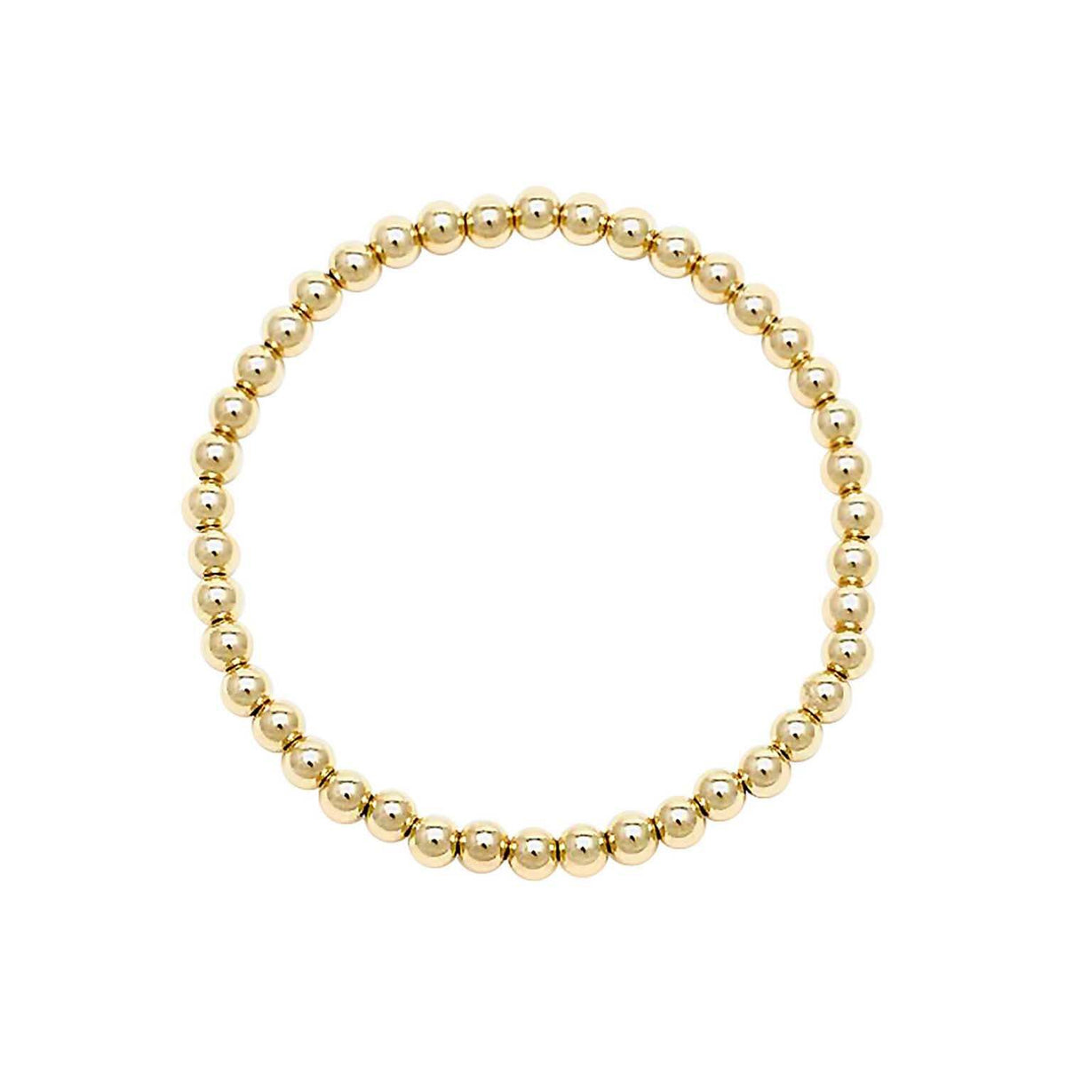 4mm beaded bracelet in yellow gold with high-polish finish by Alef Bet
