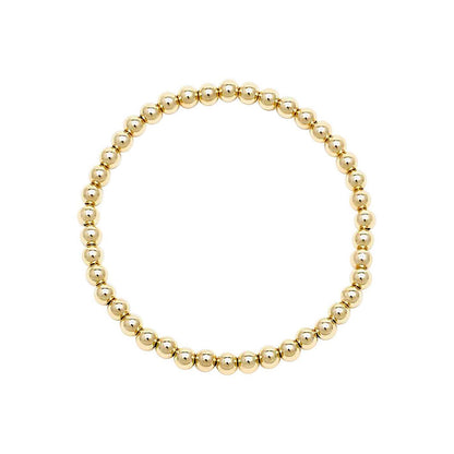 4mm beaded bracelet in yellow gold with high-polish spheres by Alef Bet