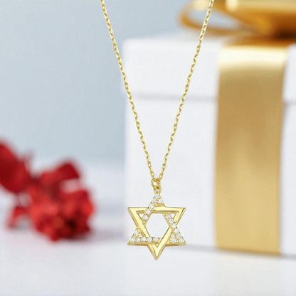 Yellow Gold Plated 925 Cubic Zirconia Necklace Paper clip