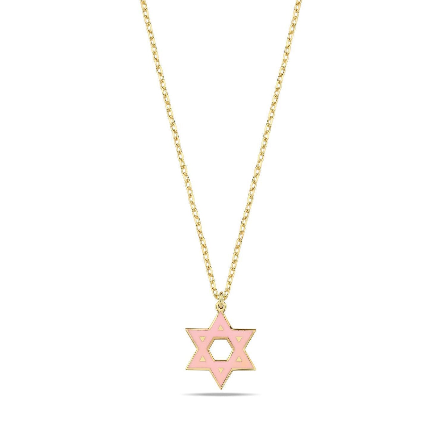 Colorful Enamel Gold Jewish Star of David Necklace
