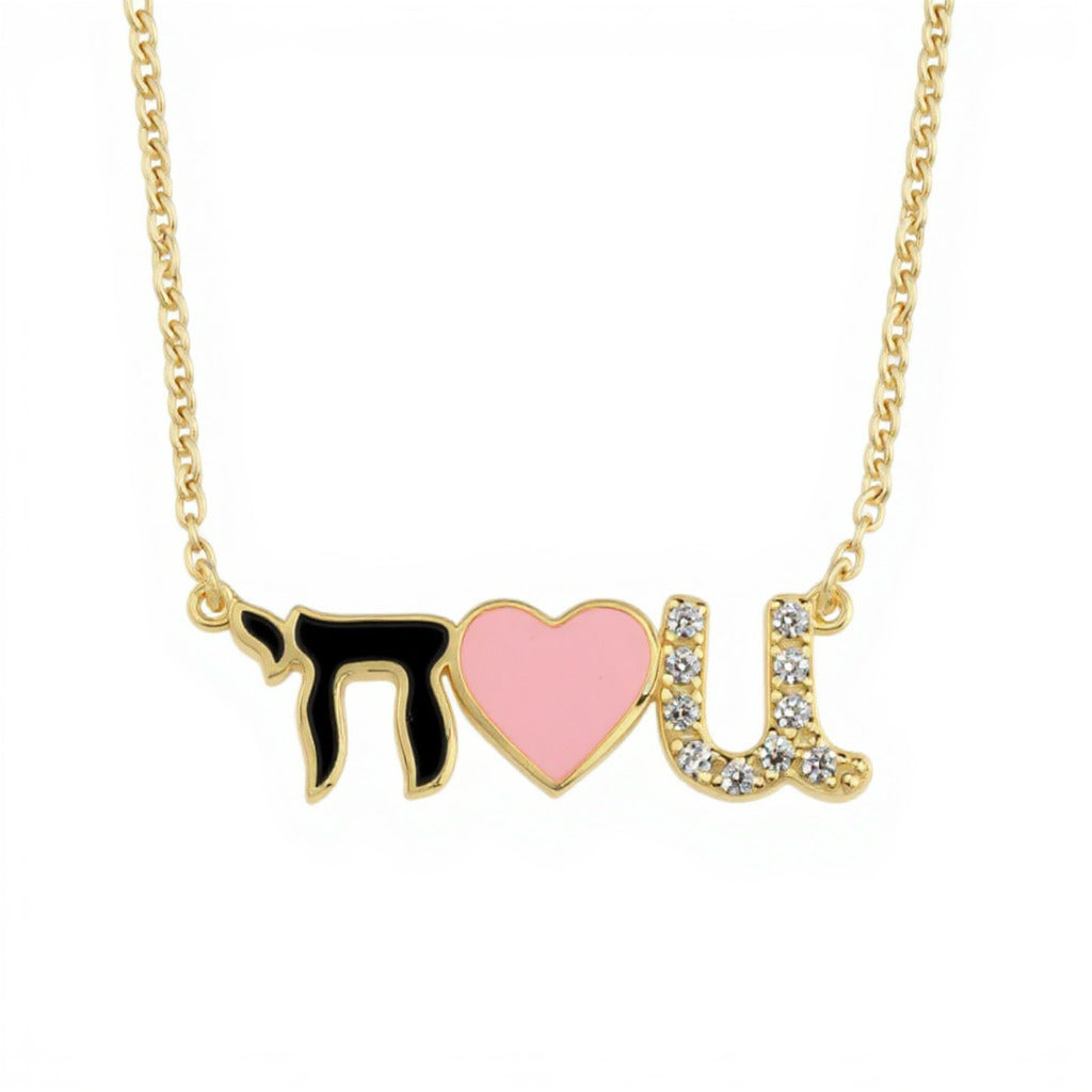 Chai Love You Necklace with Enamel and Sparkling Gemstones