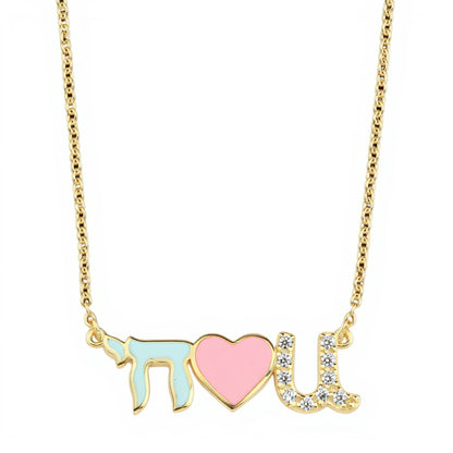 Chai Love You Necklace with Enamel and Sparkling Gemstones
