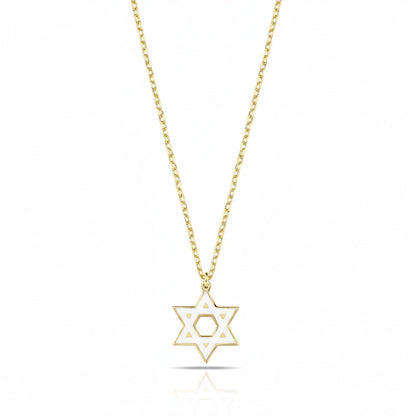 Colorful Enamel Gold Jewish Star of David Necklace